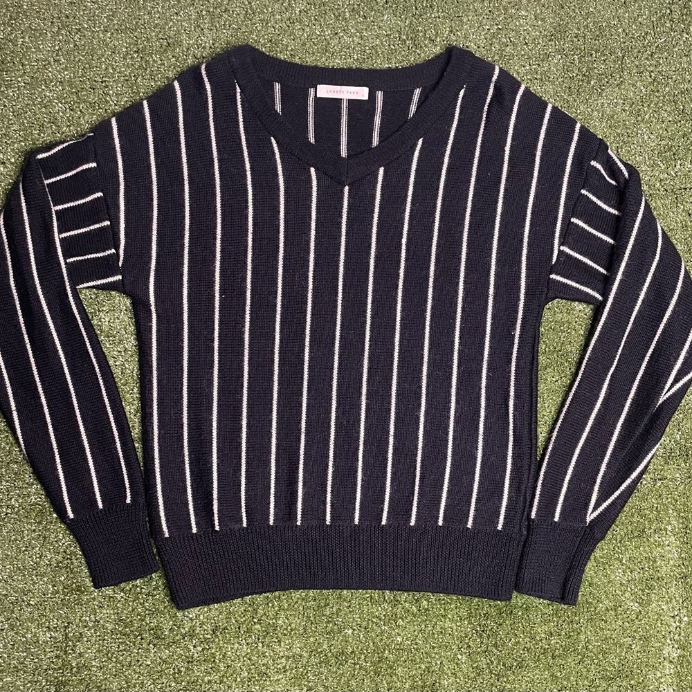 Lowrys Farm Black Striped Wool Sweater